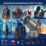 Projector with WiFi and Bluetooth, Mini Portable Projector with Built-in Rechargeable Battery for Outdoor, 1080P Supported, Electric Focus & Auto Keystone, Home Theater with 210° Mount - Image 6