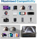 115W USB Charging Station Power Strip, 11-in-1 USB C Charger Block, 2AC Outlets with 8USB Ports(4USB-C), 5FT Flat Plug Extension Cord, Fast Charging Desktop Charger for Home Office Dorm Room, Black - Image 8