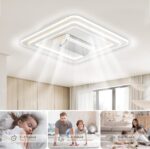 STERREN Bladeless Ceiling Fans with Lights, 20" Modern Flush Mount Ceiling Fan with Remote and Dimmable LED Lights, 6 Speed Fan Light for Bedroom Living Room (Square) - Image 3