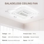 STERREN Bladeless Ceiling Fans with Lights, 20" Modern Flush Mount Ceiling Fan with Remote and Dimmable LED Lights, 6 Speed Fan Light for Bedroom Living Room (Square) - Image 8