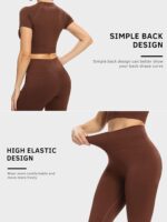 Workout Sets for Women 2 Piece Cute Outfits Seamless High Waist Leggings & Yoga Crop Tops for Athletic Pilates Gym Clothes - Image 3