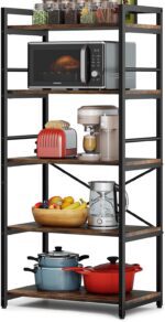Denkee 5-Tier Bakers Rack for Kitchen with Storage, Industrial Microwave Stand Shelf, Coffee Bar for Small Spaces, Free Standing Kitchen Storage Shelf Rack, 23.62" L x 15.75" W x 60.24" H - Image 8