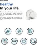 LE TAUCI Dinnerware Sets 12 PCS, Ceramic Plates and Bowls Set, Suit For Housewarming (10" Dinner Plate + 8" Salad Dish + 26 oz Cereal Bowl) x 4, Oven safe - Arctic White - Image 10