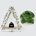 RICHER HOUSE Artificial Ivy LED-Strip Wall Hanging Shelves Set of 2, Macrame Shelf for Bedroom Bathroom Living Room Kitchen, Wood Hanging Plant Shelves for Wall Décor - Image 3