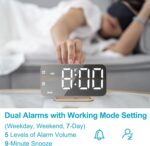 Slim LED Digital Alarm Clock, Mirror Surface for Makeup, with Diming, Large Display, Easy Setting, USB Ports, Modern Decor for Bedroom, Desk, Xmas, Birthday Gift for Women, Sister, Teen Girl, Gold - Image 4