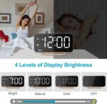 Slim LED Digital Alarm Clock, Mirror Surface for Makeup, with Diming, Large Display, Easy Setting, USB Ports, Modern Decor for Bedroom, Desk, Xmas, Birthday Gift for Women, Sister, Teen Girl, Gold - Image 8