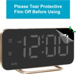 Slim LED Digital Alarm Clock, Mirror Surface for Makeup, with Diming, Large Display, Easy Setting, USB Ports, Modern Decor for Bedroom, Desk, Xmas, Birthday Gift for Women, Sister, Teen Girl, Gold - Image 10