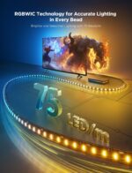 Govee HDMI 2.1 Sync Box 2, AI Sync Box with TV Backlight, Supports 8K@60Hz, 4K@144Hz, VRR and ALLM, Works with Matter and Alexa, RGBIC LED Light Strip for 75-85 inch TVs, 75 LEDs/m - Image 6