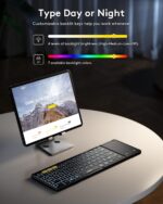 Samsers Foldable Bluetooth Keyboard with Touchpad, Full-Size Wireless Folding Keyboards with Backlight, Portable Travel for iOS Android Windows Mac OS, Support 3 Device(BT5.1 x 3), Black - Image 4