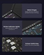 Samsers Foldable Bluetooth Keyboard with Touchpad, Full-Size Wireless Folding Keyboards with Backlight, Portable Travel for iOS Android Windows Mac OS, Support 3 Device(BT5.1 x 3), Black - Image 9