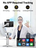 Gimbal Stabilizer for Video Recording, Smartphone 3-Axis Smartphone Gimbal with AI Tracking Sensor for Vlogging,7.8' Extension Rod,Trigger Button,YouTube Tiktolk(Smart V8 AI White) - Image 4