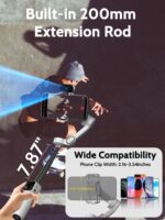 Gimbal Stabilizer for Video Recording, Smartphone 3-Axis Smartphone Gimbal with AI Tracking Sensor for Vlogging,7.8' Extension Rod,Trigger Button,YouTube Tiktolk(Smart V8 AI White) - Image 5