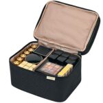 NISHEL Large Double Layer Travel Makeup Bag Women, Cosmetic Case, Organizer for Travel-Size Accessories Bottles, Brushes, Conditioner, and Skin Care Products, Black - Image 4