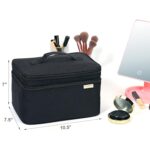 NISHEL Large Double Layer Travel Makeup Bag Women, Cosmetic Case, Organizer for Travel-Size Accessories Bottles, Brushes, Conditioner, and Skin Care Products, Black - Image 7