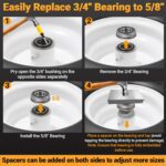 13x6.50-6 Flat Free Tire and Wheel with 3/4" & 5/8" Bearings, 13x6.50-6 Lawn Mower Tires for Zero Turn Mower, Riding Lawn Mower for Commercial Grade Lawn, Garden, 4"-7.2" Centered Hub (2 Pack) - Image 7