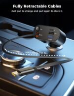 【Upgraded】 SUPERONE Retractable Car Charger 4 in 1, Fast Car Phone Charger with Cord 2.6ft, USB C and Apple Car Adapter, Compatible with iPhone 16 15/15 Pro Max/14/13/12/11, Galaxy, Pixel - Image 3