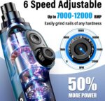 Casfuy Smart 6-Speed Dog Nail Grinder - 50% More Power Pet Nail Grinder with 2 LED Lights Quiet Rechargeable Electric Dog Nail Trimmers File Toenail Grinder for Large Medium Small Dogs & Cats (DB) - Image 3