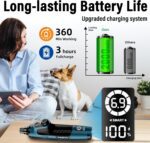 Casfuy Smart 6-Speed Dog Nail Grinder - 50% More Power Pet Nail Grinder with 2 LED Lights Quiet Rechargeable Electric Dog Nail Trimmers File Toenail Grinder for Large Medium Small Dogs & Cats (DB) - Image 8