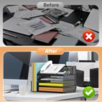 DocNest 4 Tier Paper Letter Tray File Organizer, Mesh Desk File with Handle, Workspace Desk Organizers with Pen Holder, Office Organization Storage Accessories - Black - Image 4