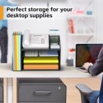 DocNest 4 Tier Paper Letter Tray File Organizer, Mesh Desk File with Handle, Workspace Desk Organizers with Pen Holder, Office Organization Storage Accessories - Black - Image 6