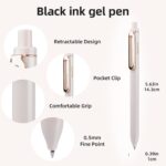 Gel Pens, 5 Pcs 0.5mm Retractable Quick Dry Black Ink Fine Point Rolling Ball Gel Pen, Smooth Writing No Bleed for Journaling Note Taking, Home School Office Supplies - Image 3