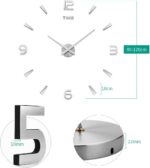 AILILIFE 3D DIY Wall Clock Decor Sticker Mirror Frameless Large DIY Wall Clock Kit for Home Living Room Bedroom Office Decoration (Black) - Image 5