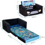 MallBest Kids Sofas Toddler Couch Bed Baby's Upholstered Chair Sleepover Couch Flipout Open Recliner(Black/Police Car) - Image 3