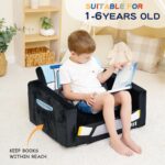 MallBest Kids Sofas Toddler Couch Bed Baby's Upholstered Chair Sleepover Couch Flipout Open Recliner(Black/Police Car) - Image 5