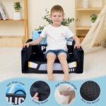 MallBest Kids Sofas Toddler Couch Bed Baby's Upholstered Chair Sleepover Couch Flipout Open Recliner(Black/Police Car) - Image 6