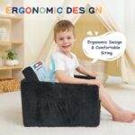 MallBest Kids Sofas Toddler Couch Bed Baby's Upholstered Chair Sleepover Couch Flipout Open Recliner(Black/Police Car) - Image 7