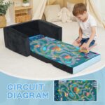 MallBest Kids Sofas Toddler Couch Bed Baby's Upholstered Chair Sleepover Couch Flipout Open Recliner(Black/Police Car) - Image 8