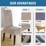 H.VERSAILTEX Velvet Dining Chair Covers Stretch Chair Covers for Dining Room Set of 6 Parson Chair Slipcovers Chair Protectors Covers Dining, Soft Thick Solid Velvet Fabric Washable, Taupe - Image 5