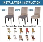H.VERSAILTEX Velvet Dining Chair Covers Stretch Chair Covers for Dining Room Set of 6 Parson Chair Slipcovers Chair Protectors Covers Dining, Soft Thick Solid Velvet Fabric Washable, Taupe - Image 6