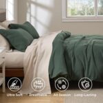Bedsure Luxury Waffle Duvet Cover Queen Size - Textured Duvet Cover Set, Soft, Breathable Bedding Set (90"x90") with 2 Pillow Shams for All Season, Forest Green, Comforter Not Included - Image 5