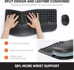 MEETION Ergonomic Wireless Keyboard and Mouse, Ergo Keyboard with Vertical Mouse, Split Cushioned Wrist Palm Rest, Natural Typing, Rechargeable, Full Size, Windows/Mac/Computer/Laptop, Black DirectorC - Image 3