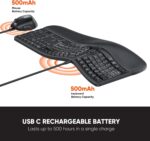 MEETION Ergonomic Wireless Keyboard and Mouse, Ergo Keyboard with Vertical Mouse, Split Cushioned Wrist Palm Rest, Natural Typing, Rechargeable, Full Size, Windows/Mac/Computer/Laptop, Black DirectorC - Image 4