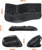 MEETION Ergonomic Wireless Keyboard and Mouse, Ergo Keyboard with Vertical Mouse, Split Cushioned Wrist Palm Rest, Natural Typing, Rechargeable, Full Size, Windows/Mac/Computer/Laptop, Black DirectorC - Image 6