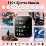 Smart Watch for Men Women, 1000mAh Battery 100-Day Standby Time, 1.85" HD Screen Fitness Tracker, 110+ Sport Modes, IP68 Waterproof, Heart Rate/Sleep Monitor, Fitness Watch for Android/iOS (Pink) - Image 3