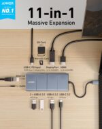 Anker USB C Hub, 11-in-1 Docking Station Dual Monitor, 10 Gbps USB-C and USB-A Data Ports, 4K HDMI and DisplayPort, 85W Power Delivery, 2 Data Ports, Ethernet, for XPS - Image 3