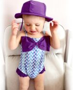 HINTINA Newborn Baby Girl One Piece Swimsuit Sleeveless Bathing Suit with Hat - Image 3