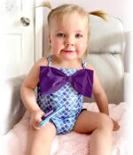 HINTINA Newborn Baby Girl One Piece Swimsuit Sleeveless Bathing Suit with Hat - Image 5