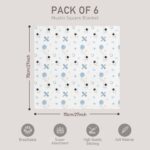 GLLQUEN BABY Receiving Blanket Boy Cotton Muslin Swaddle Blankets Girl Newborn Squares Breathable & Soft Thin Baby Blankets Cloths Double Absorbent Infant Swaddling Wrap - 6 Pack (Blue Astronaut) - Image 5