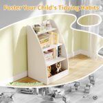 Kids Bookshelf and Toy Organizer,4 Tier Kids Book Shelf for Kids Rooms,Wood Children Bookcase,Baby Storage Book Rack,Toddler Bookshelf,Toy Storage Organizer,Book Display Shelf for Playroom, Nursery - Image 5