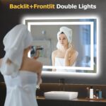 40X30 LED Bathroom Mirror with Lights, Anti-Fog, Dimmable, Backlit + Front Lit, Smart Bathroom Vanity Mirror, Memory Function, Shatterproof, Tempered Glass (Horizontal/Vertical) - Image 3