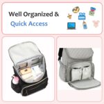 Large Capacity Diaper Bag with Stroller Buckle, Water-Resistant Travel Backpack with Insulated Pockets (Classic, Grey) - Image 4
