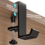 Headphone Stand Hanger Holder, Under Desk Aluminum Alloy Headset Stand with Fit for Gaming PC Accessories,Under Desk Clamp Hook Mount Suitable for Xbox/PS4 Controller, Office, Computer Desk (Black) - Image 5
