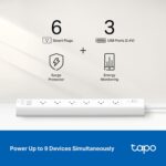 Tapo Smart Wi-Fi Power Strip- 6 Individually Controlled Smart Outlets and 3 USB Ports with Surge Protection, Matter, Works w/Alexa, Google Home, Siri, & Bixby, No Hub Needed, Tapo P316M - Image 9