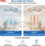TCL 52" Ceiling Fan with Lights, Silver Flush Mount, 5 Blade Low Profile, 6 Speeds DC Reversible, Dimmable, Modern for Bedroom, Living Room and Garage - Image 5