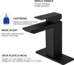 RUMOSE Matte Black Bathroom Faucets Set with Pop Up Drain Single Handle Bathroom Sink Faucet 1 & 3 Hole Waterfall Spout Vanity Faucet Kit with Deck Plate Rv Lavatory Basin Faucet, Stainless Steel - Image 6