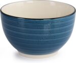 Elama Gia 24 Piece Round Stoneware Dinnerware Set in Dark Blue - Image 6